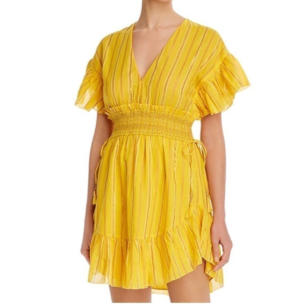 SAYLOR Metallic Stripe Smocked Waist Sundress Medium
